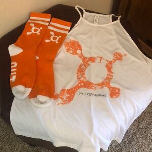 Bella Canvas Orange Theory crop tank and Socks